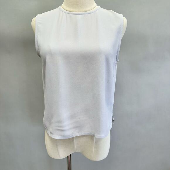Eileen Fisher System Gray Silk Georgette Crepe Round Neck Tank Shell Size Small - Picture 1 of 12